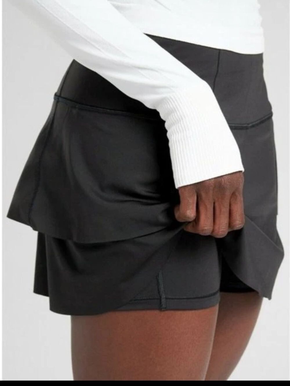 Athleta Momentum Skort Black Ruffle Tennis Running Golf Skirt XS EUC - Picture 3 of 11